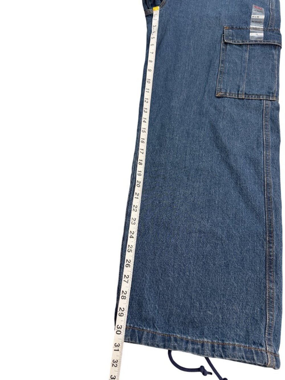 Levis Womens 31x30 Jeans 94 Baggy Cargo Blue Utility Denim Adjustable-Hem NEW - Picture 7 of 10